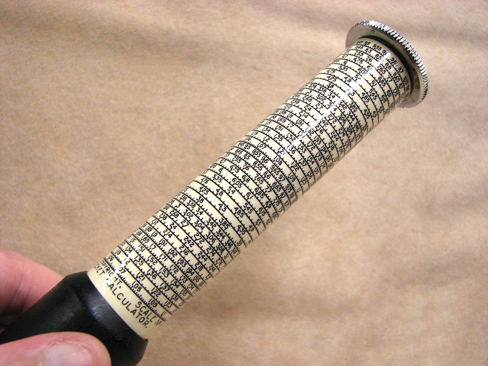 Early 1970s Otis King Model K type C cylindrical calculator in leather case